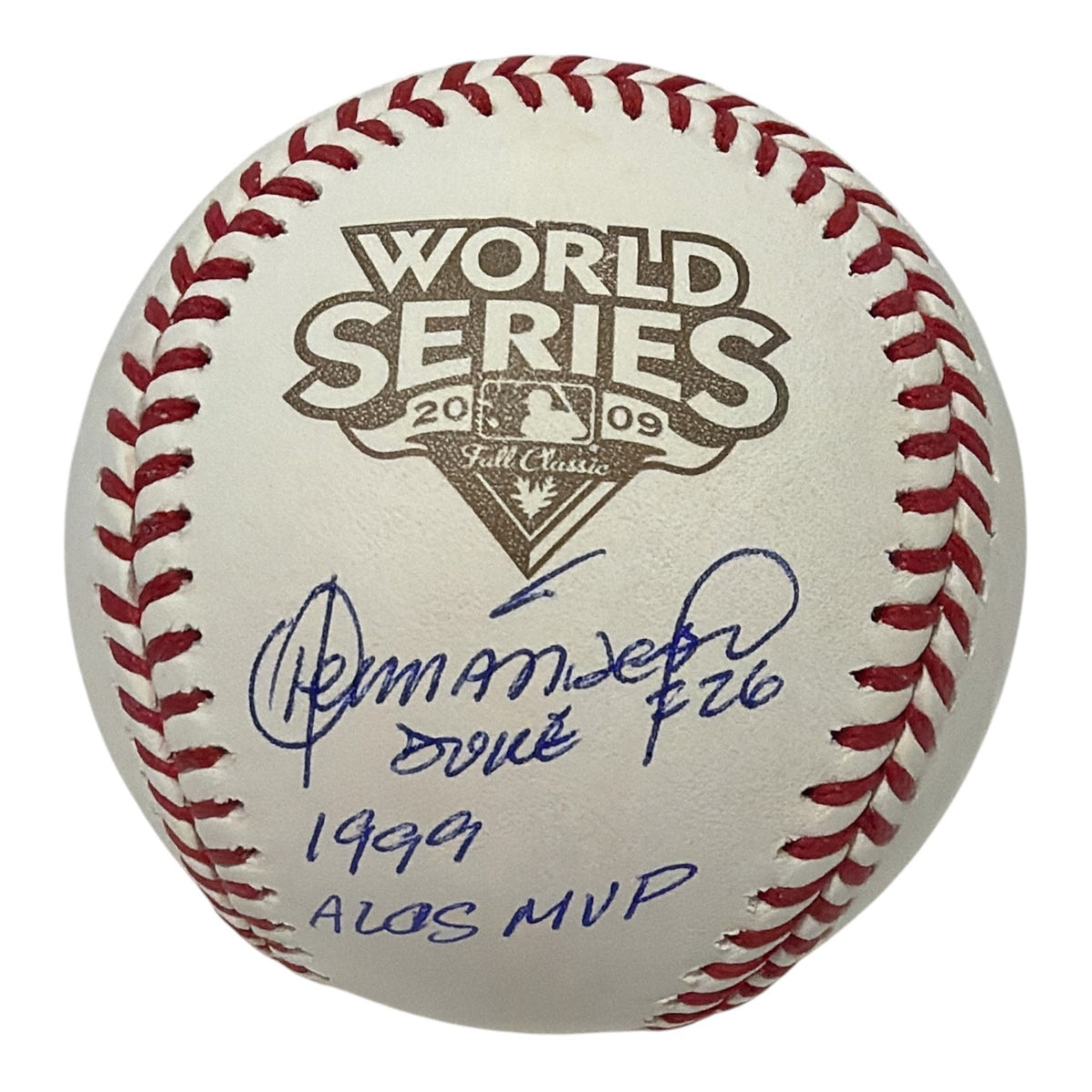 Orlando Hernandez Signed World Series Logo Baseball w/ 1999 ALCS MVP JSA Wit COA0