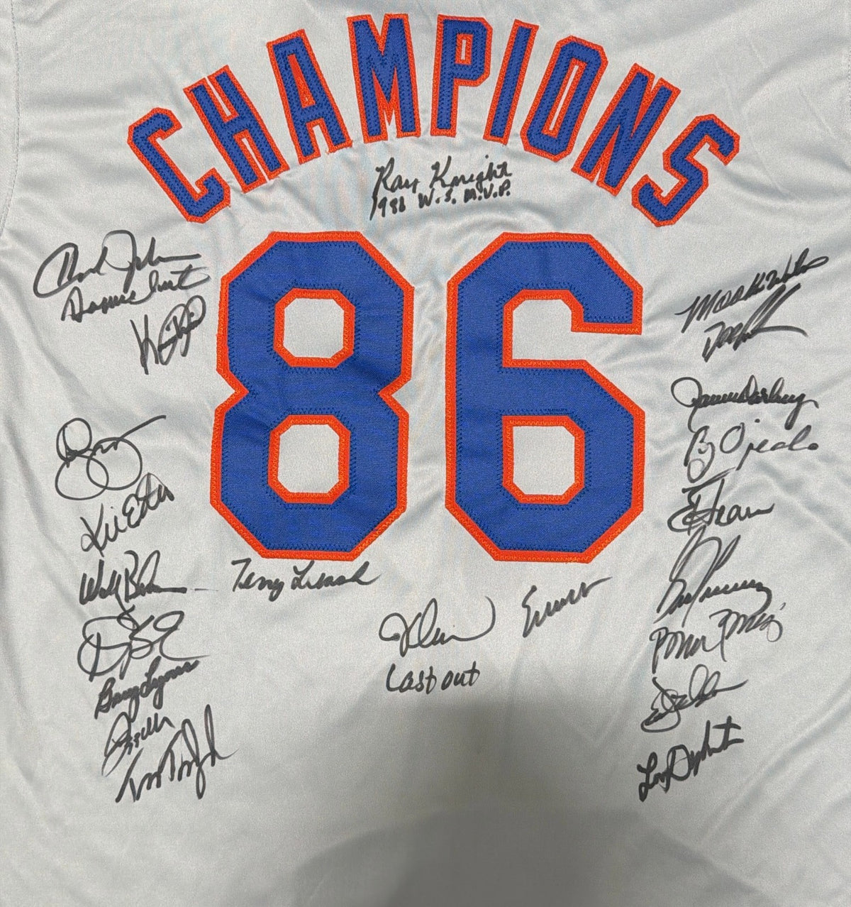 New York Mets 1986 World Series (23 Auto) Team Signed Custom Jersey Insc JSA COA1