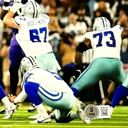 Brandon Aubrey Signed Cowboys 11x14 Photo w/ 65 Yard Bomb Beckett Wit BAS COA2