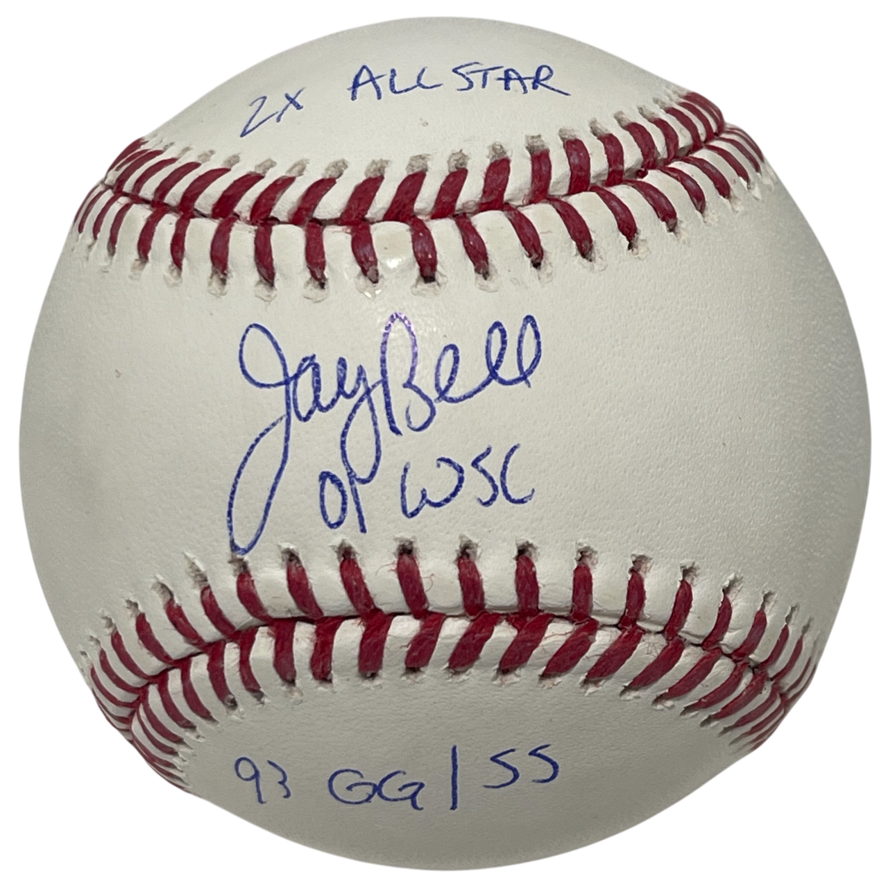 Jay Bell Signed ROMLB Baseball w/ 01 WSC + 2 AS + 93 GG/SS Beckett Wit BAS COA0