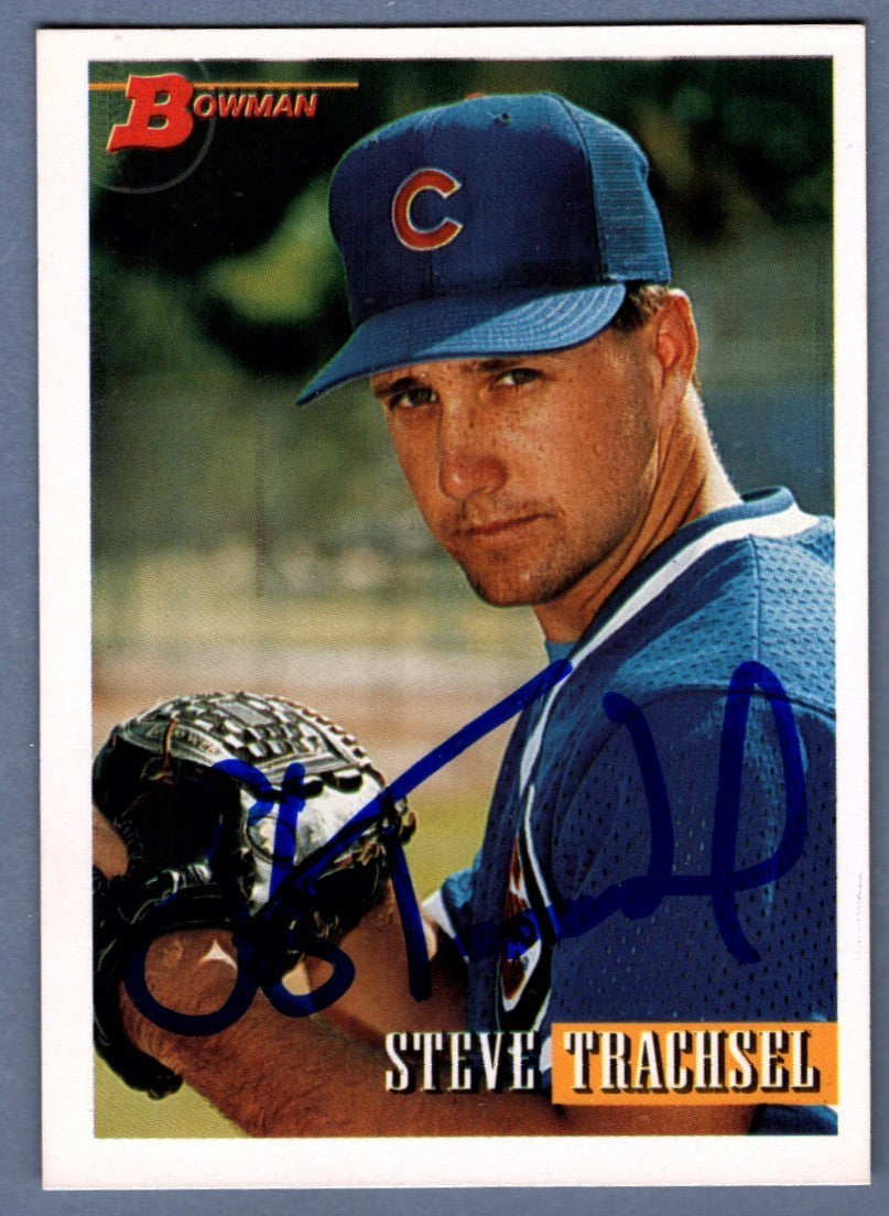 Steve Trachsel Signed 1993 Bowman #172 Rookie RC LSCM COA Chicago Cubs0