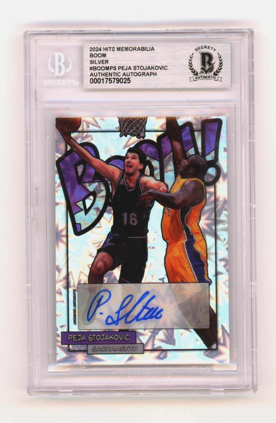 Peja Stojakovic 2024 Hits Memorabilia BOOM Silver /16 Signed BGS BAS Auto Kings0