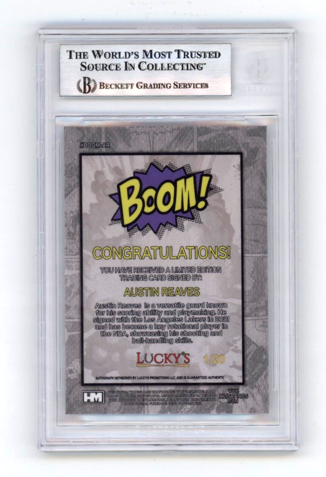 Austin Reaves 2024 Hits Memorabilia BOOM Silver #/20 Signed BGS BAS Auto Lakers1