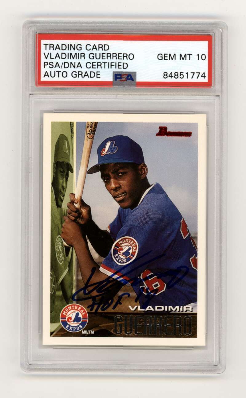 Vladimir Guerrero Sr. 1995 Bowman #90 Rookie RC w/ HOF 18 Ins Signed PSA 10 Auto0