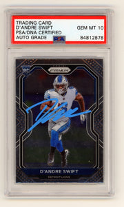 D'Andre Swift 2020 Panini Prizm 358 Rookie RC Signed PSA 10 Auto Gem Lions Bears0