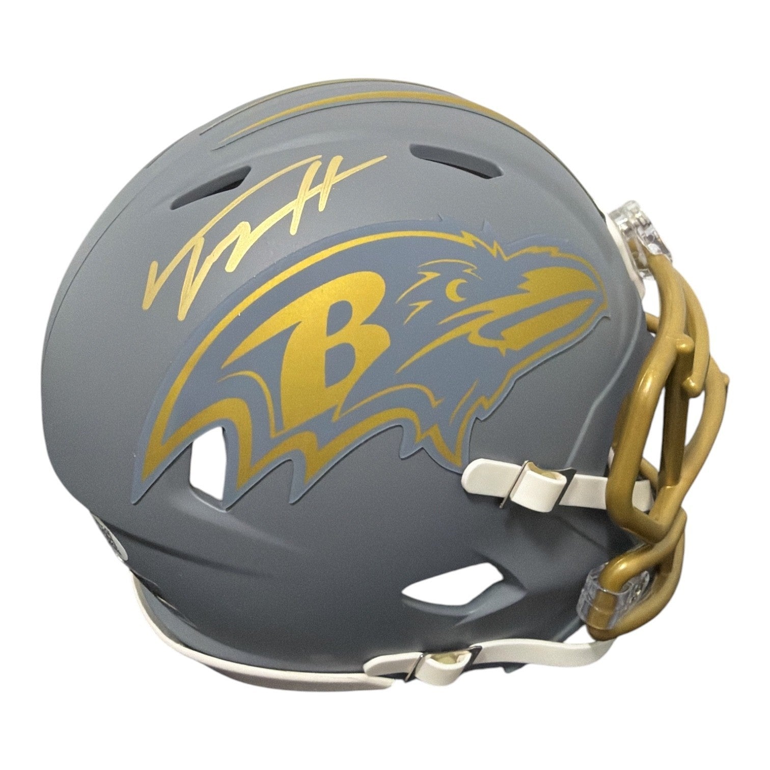 Trey Hendrickson Signed Baltimore Ravens Slate Mini Helmet JSA Witness COA0