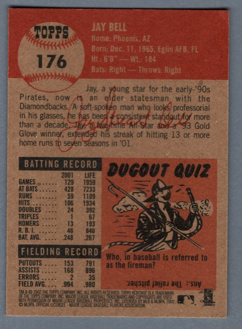 Jay Bell Signed 2003 Topps Heritage #176 w/ 2 AS LSCM COA  Arizona Diamondbacks1