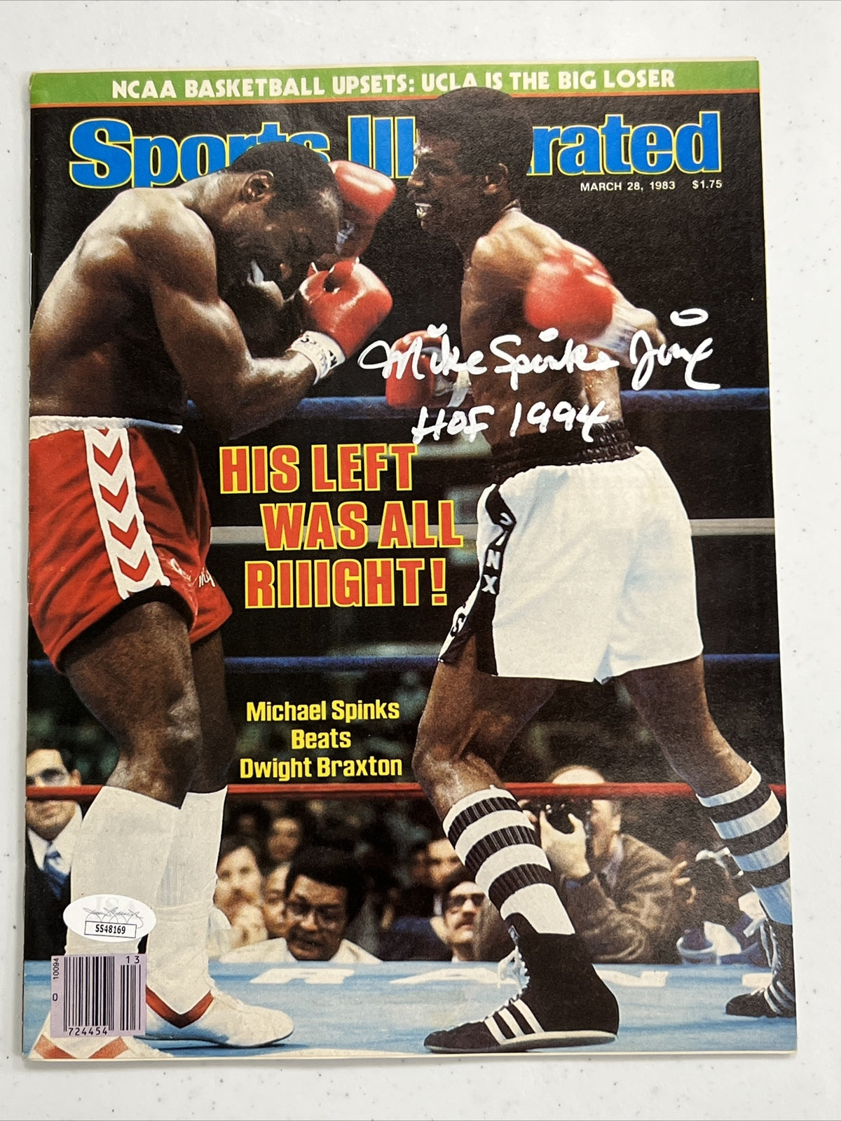 Michael Spinks Jinx Signed Auto Sports Illustrated "HOF 1994" JSA COA 3/28/83 NO0