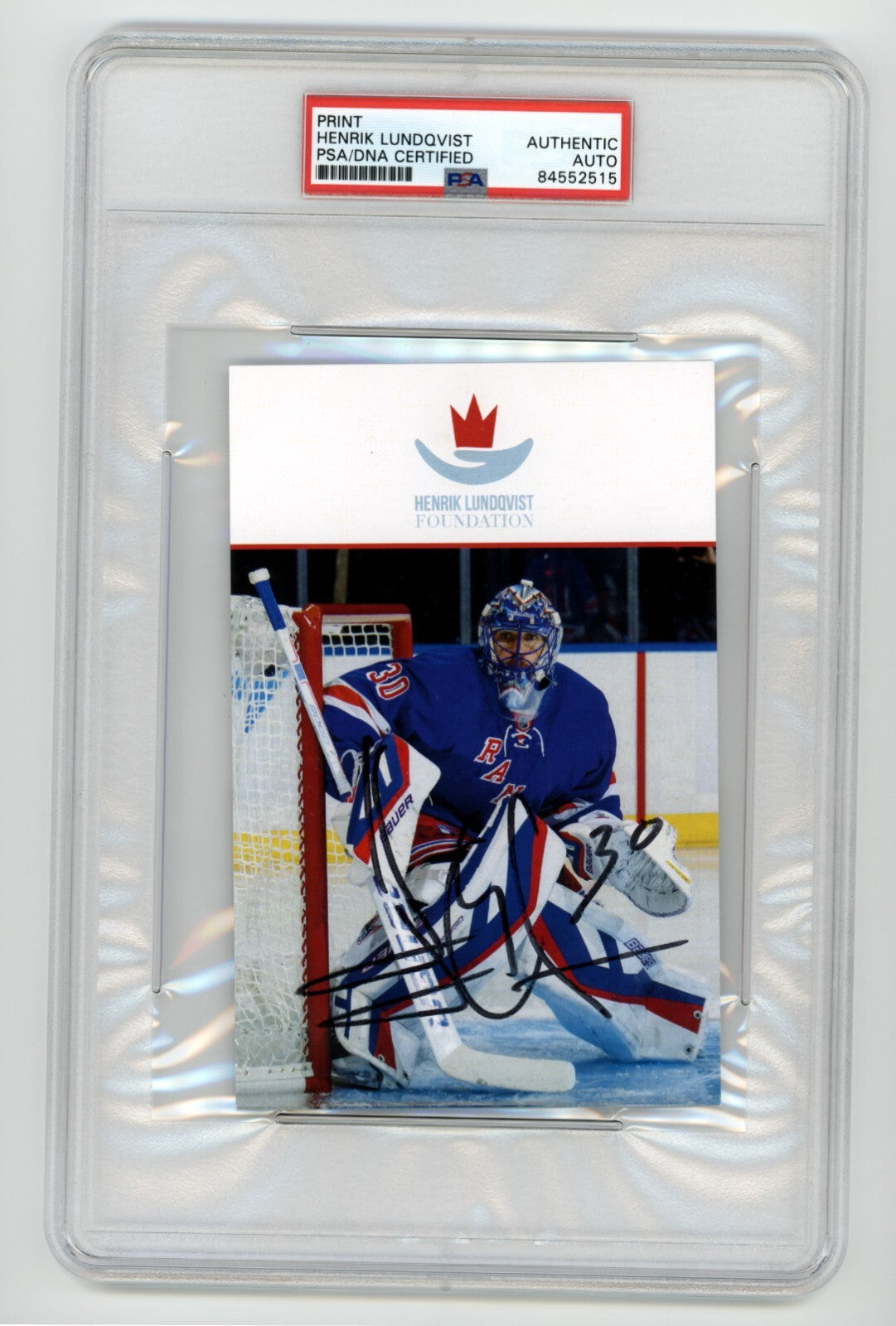 Henrik Lundqvist Signed Foundation Print PSA DNA Authentic Auto NY Rangers B0