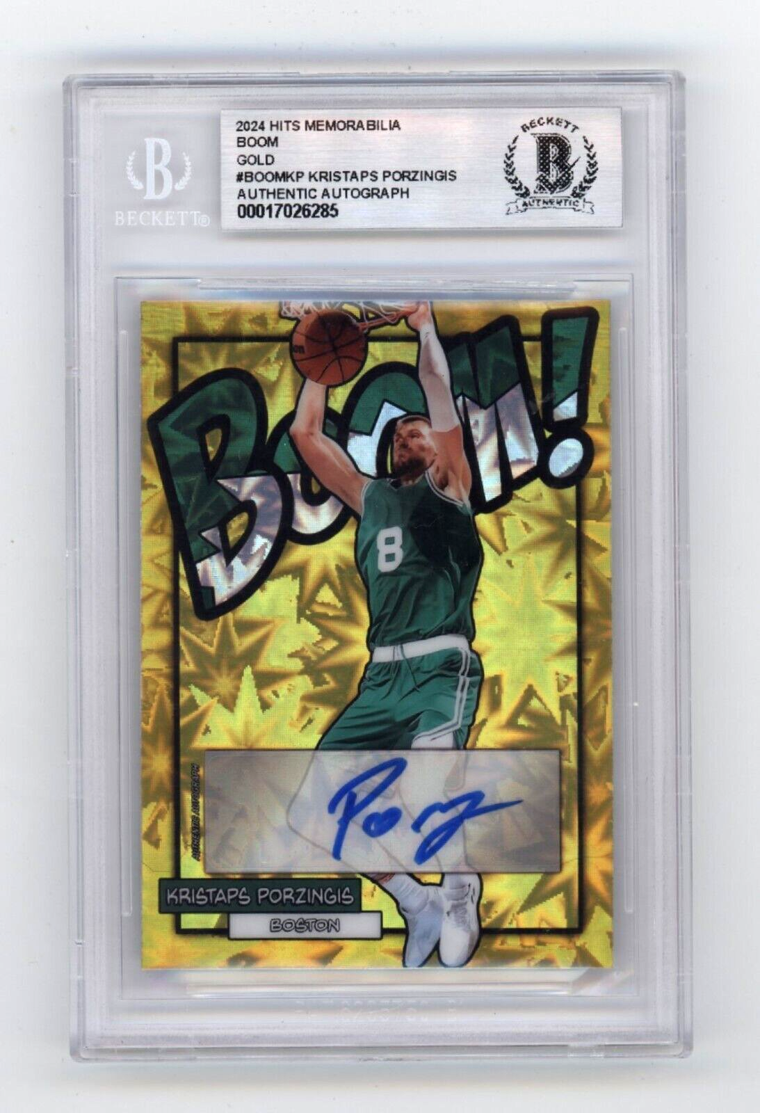 Kristaps Porzingis 2024 Hits Memorabilia BOOM Gold #/10 Signed BGS BAS Auto0