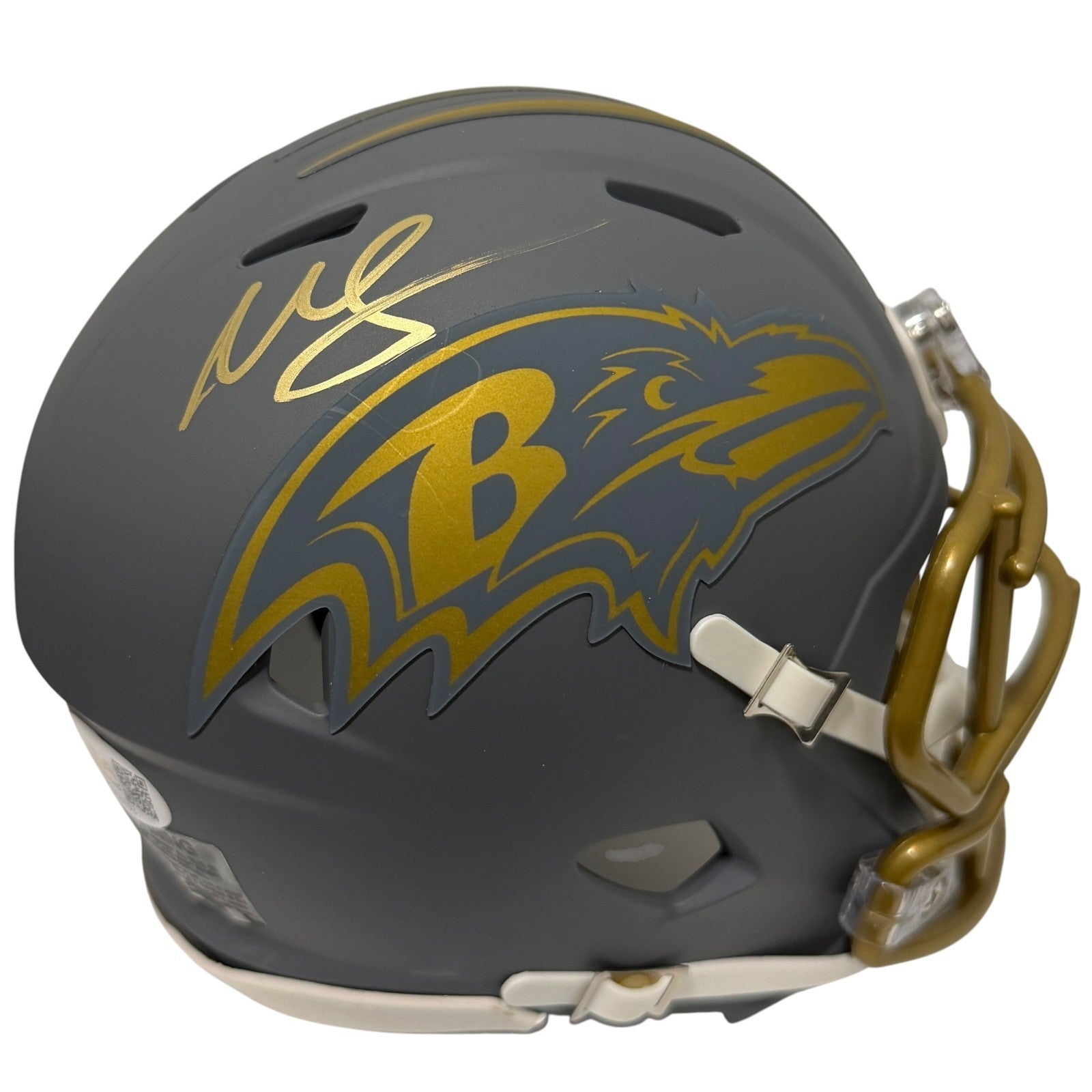Willis McGahee Signed Baltimore Ravens Slate Mini Helmet JSA Witness COA0