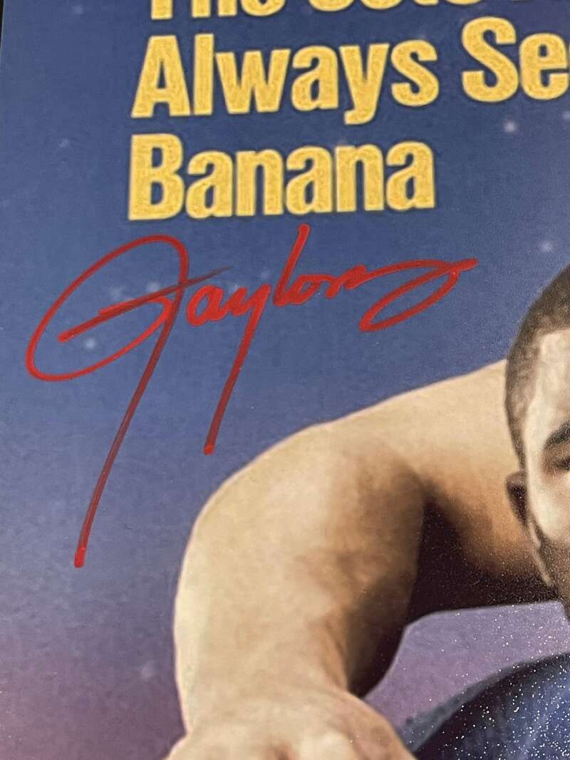 Lawrence Taylor & Mark Gastineau Duel Signed Auto 16x20 Photo SI Cover JSA COA1