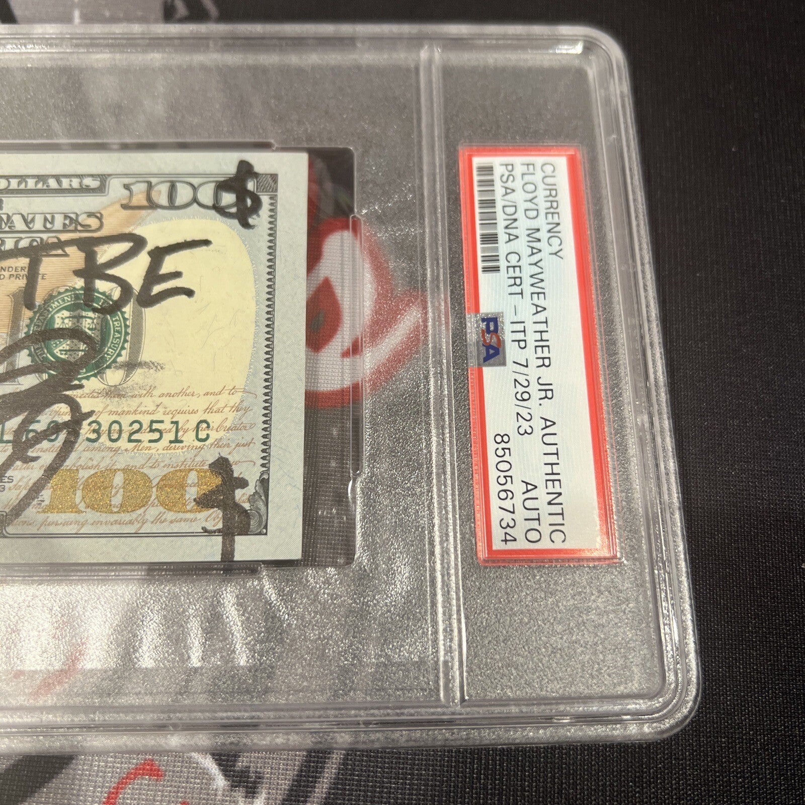 Floyd Mayweather Jr. Signed $100 Bill US Currency x4 Inscription PSA Auth Auto D3