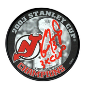 Ken Daneyko Signed 2003 Stanley Cup NJ Devils Logo Puck w 3x Cup JSA Witness COA0