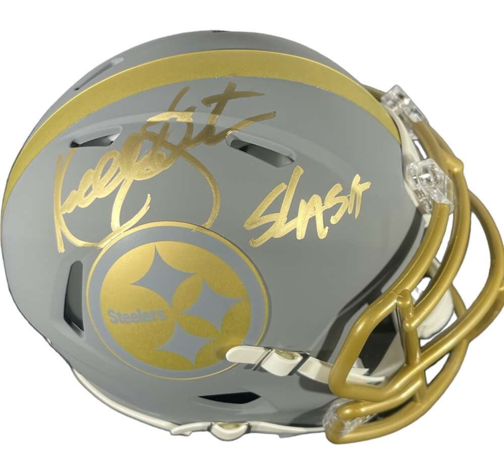 Kordell Stewart Signed Pittsburgh Steelers Slate Mini Helmet w/ Slash BAS COA1