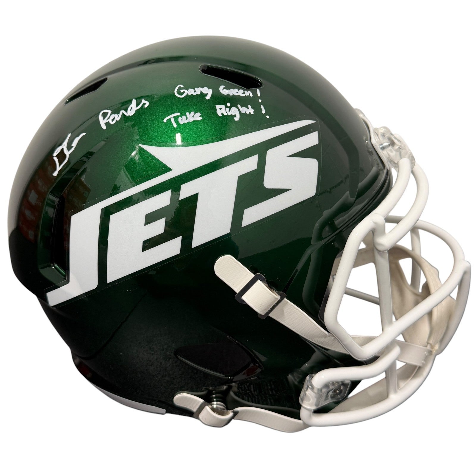 D'Angelo Ponds Signed Jets Speed FS Full Size Helmet w/ 2x Insc JSA Witness COA0