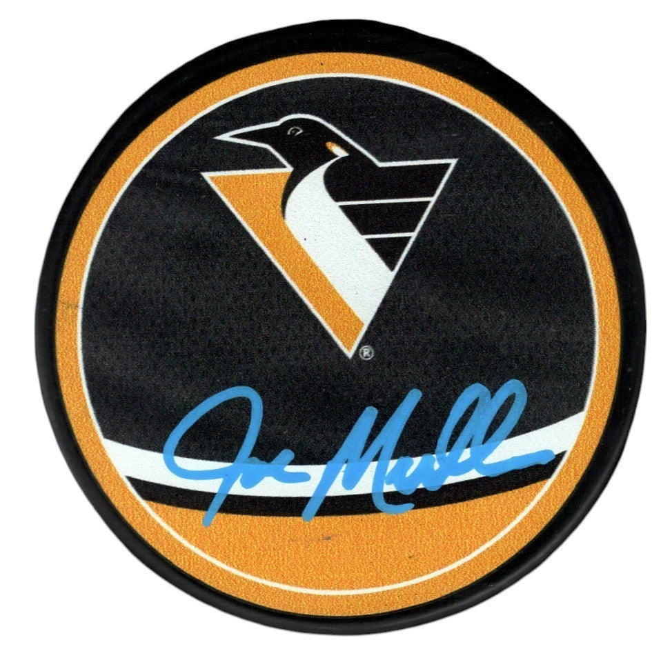 Joe Mullen Signed Pittsburgh Penguins Reverse Retro Puck JSA Witness COA0