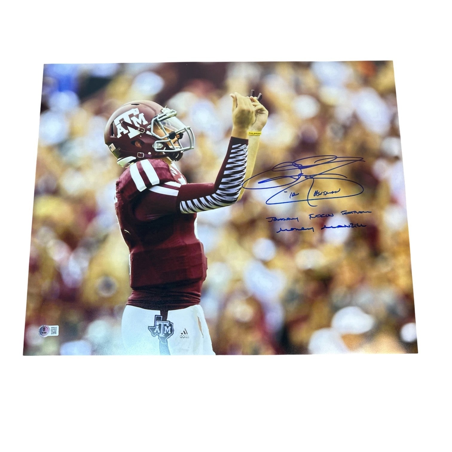 Johnny Manziel Signed Texas A&M Aggies 16x20 Photo w/ 3 Insc. Beckett BAS COA0