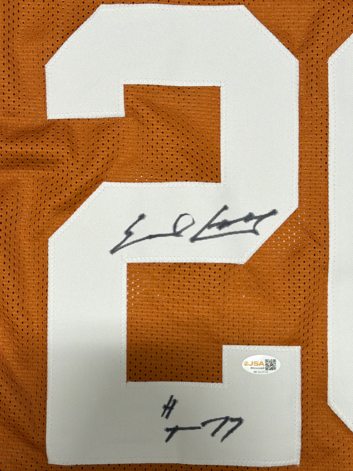 Earl Campbell Signed Texas Longhorns Custom Jersey w/ HT 77 JSA Witness COA1