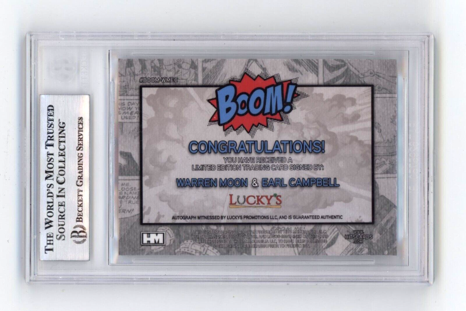 Warren Moon & Earl Campbell 2024 Hits BOOM Silver Dual Signed BGS BAS Auto Oiler1