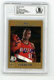 Greg Oden 2007-08 Topps #111 Gold 1335/2007 RC Signed #1 Pick Insc BGS BAS Auto0