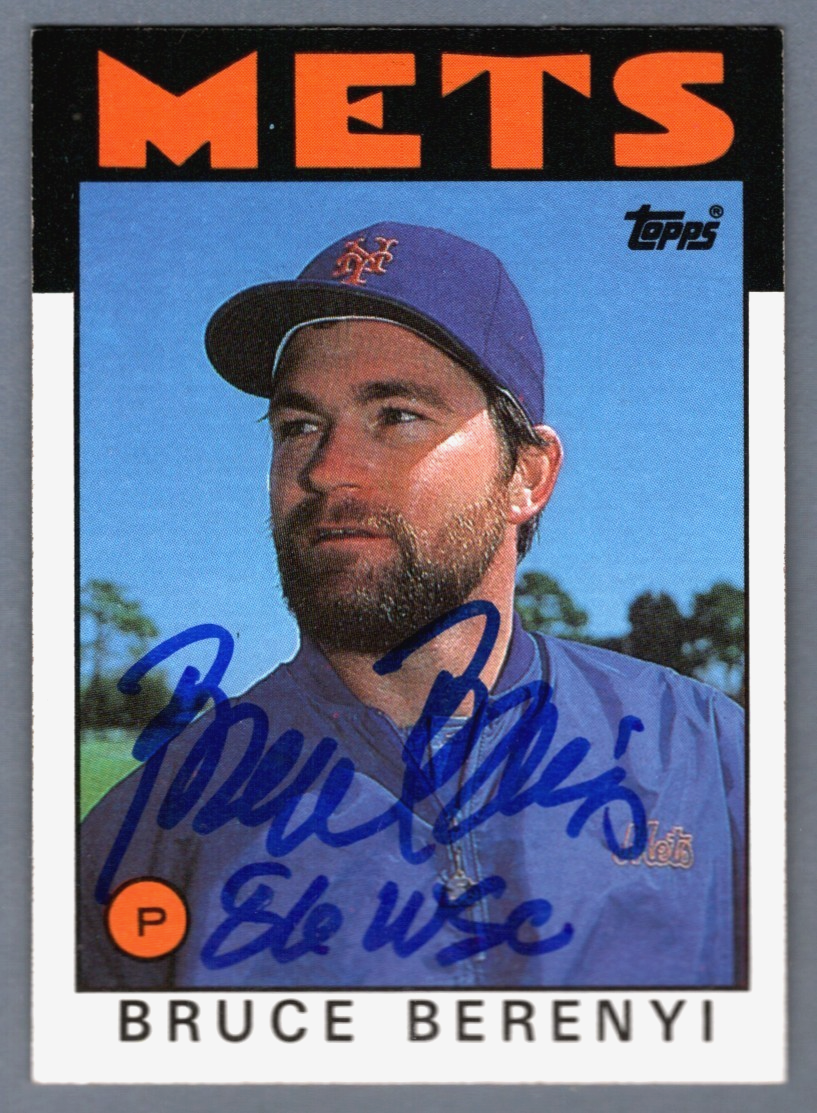 Bruce Berenyi Signed 1986 Topps #339 Rookie RC w/ 86 WSC LSCM COA NY Mets0