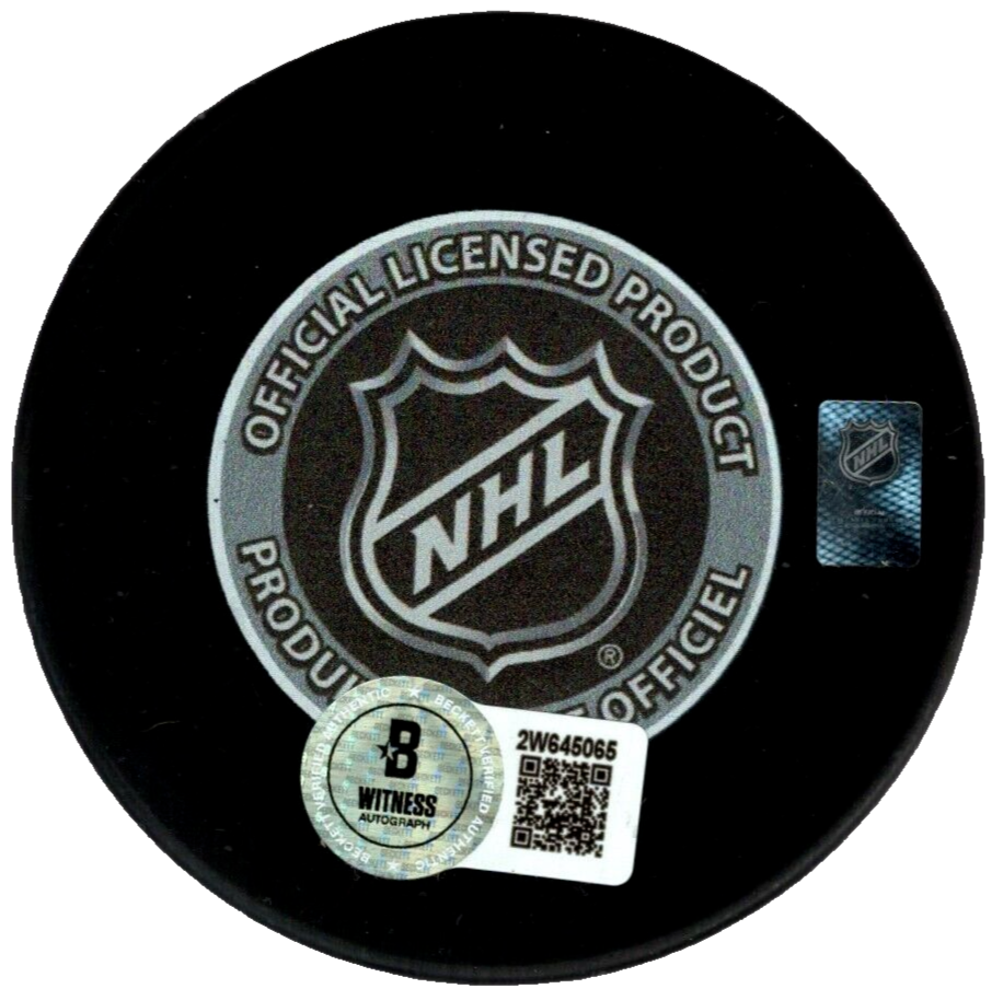 Brett Hull Signed 2002 Stanley Cup Detroit Red Wings Puck Beckett Wit BAS COA1