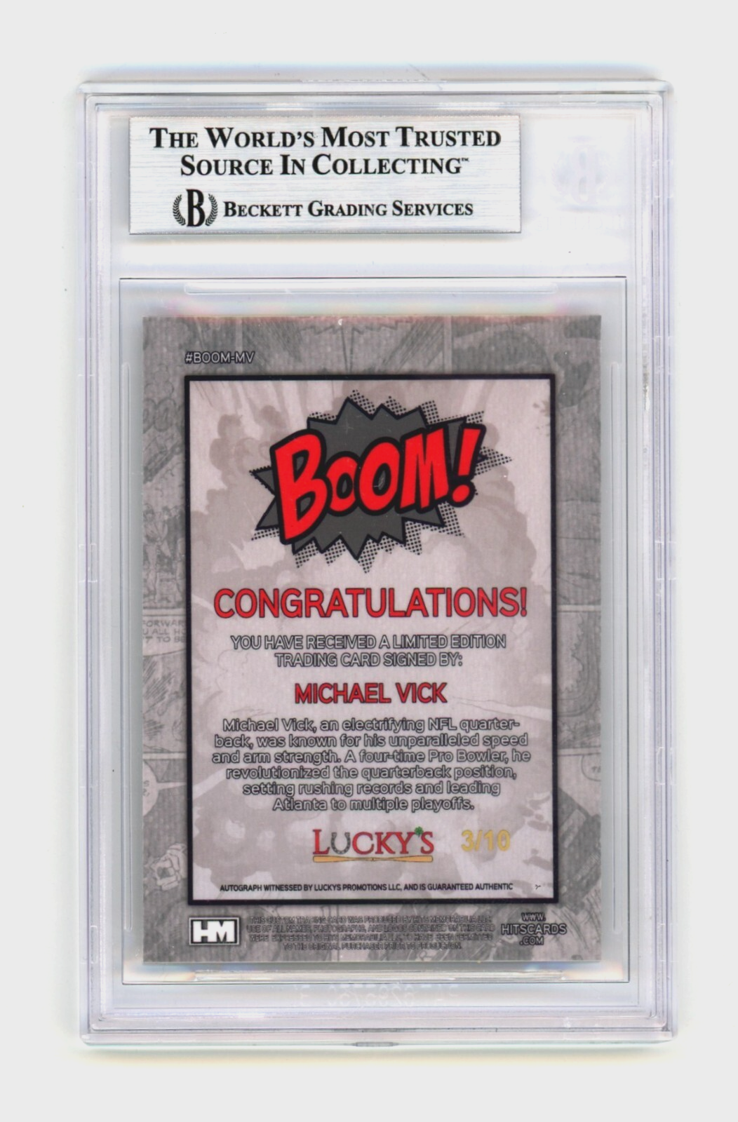 Michael Vick 2024 Hits Memorabilia BOOM Gold /10 Signed BGS BAS Auto Atlanta1