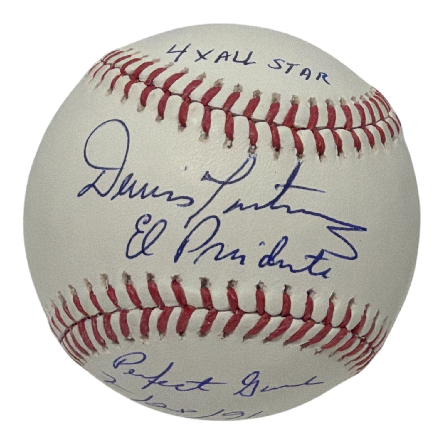 Dennis Martinez Signed Autographed ROMLB Baseball w/ 3x Ins Stat JSA Witness COA0