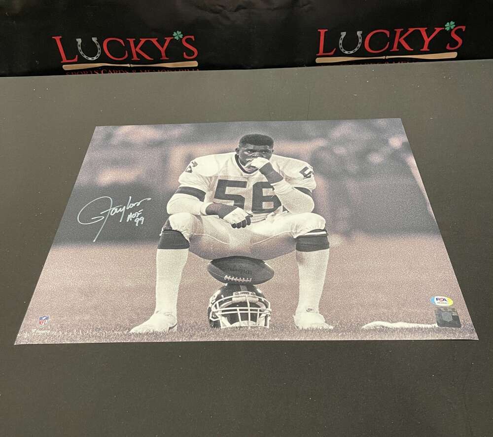Lawrence Taylor Signed Auto 16x20 Photo Fanatics B&W PSA COA HOF 99 Giants0