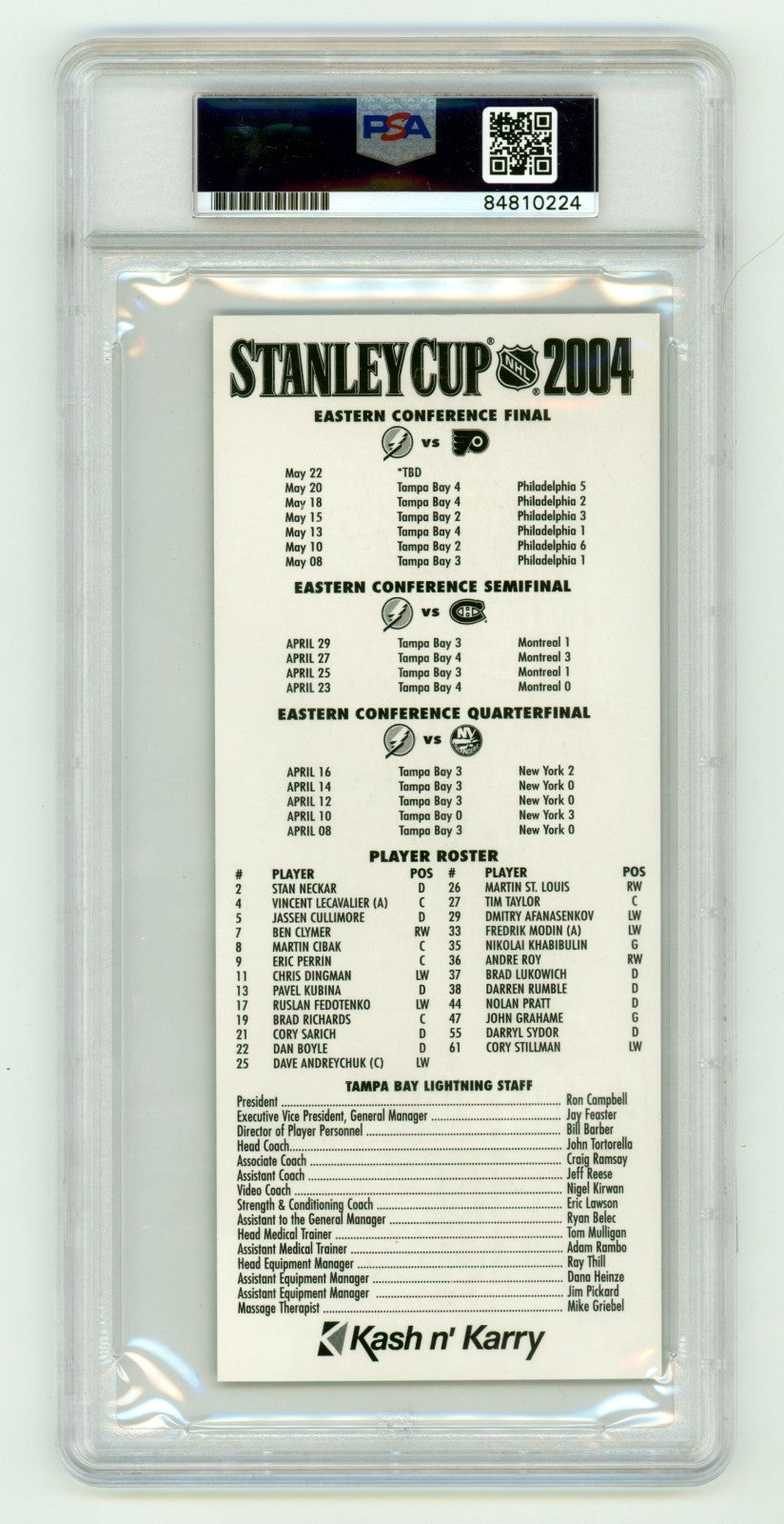Martin St. Louis Signed 2004 Stanley Cup Game 1 Comm. Ticket w/ Insc. PSA Auto1