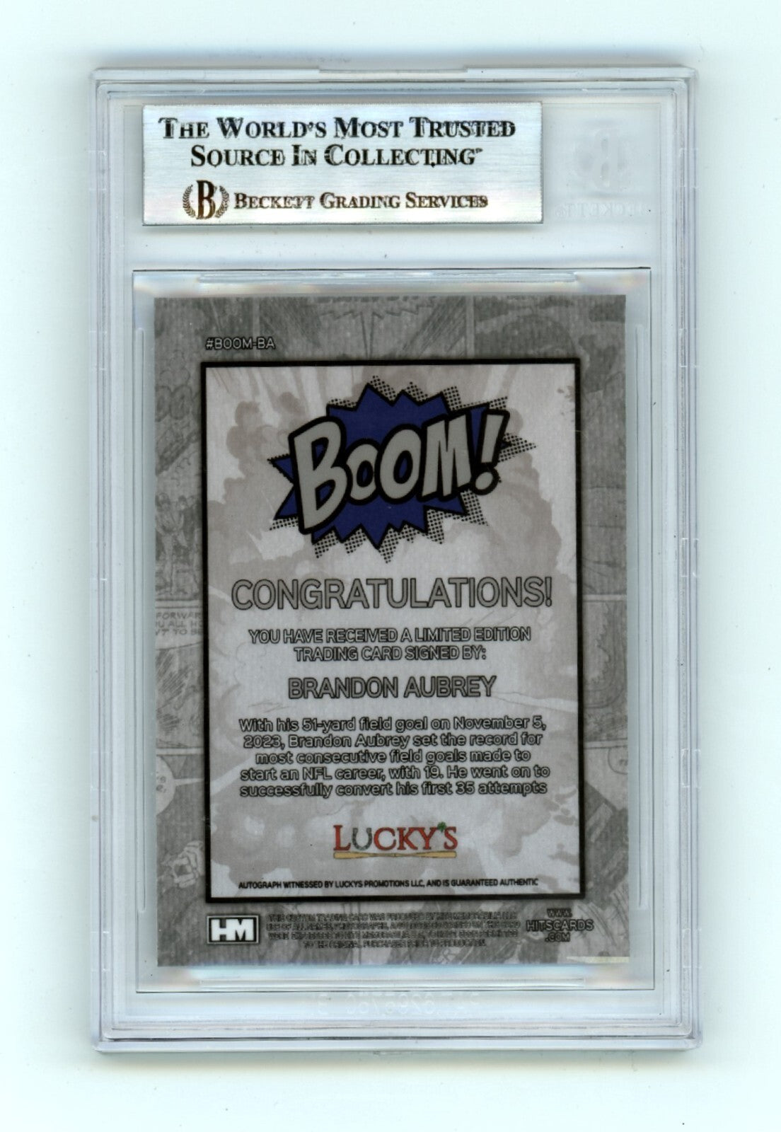 Brandon Aubrey 2024 Hits Memorabilia BOOM Silver Signed BGS BAS Auto Cowboys1