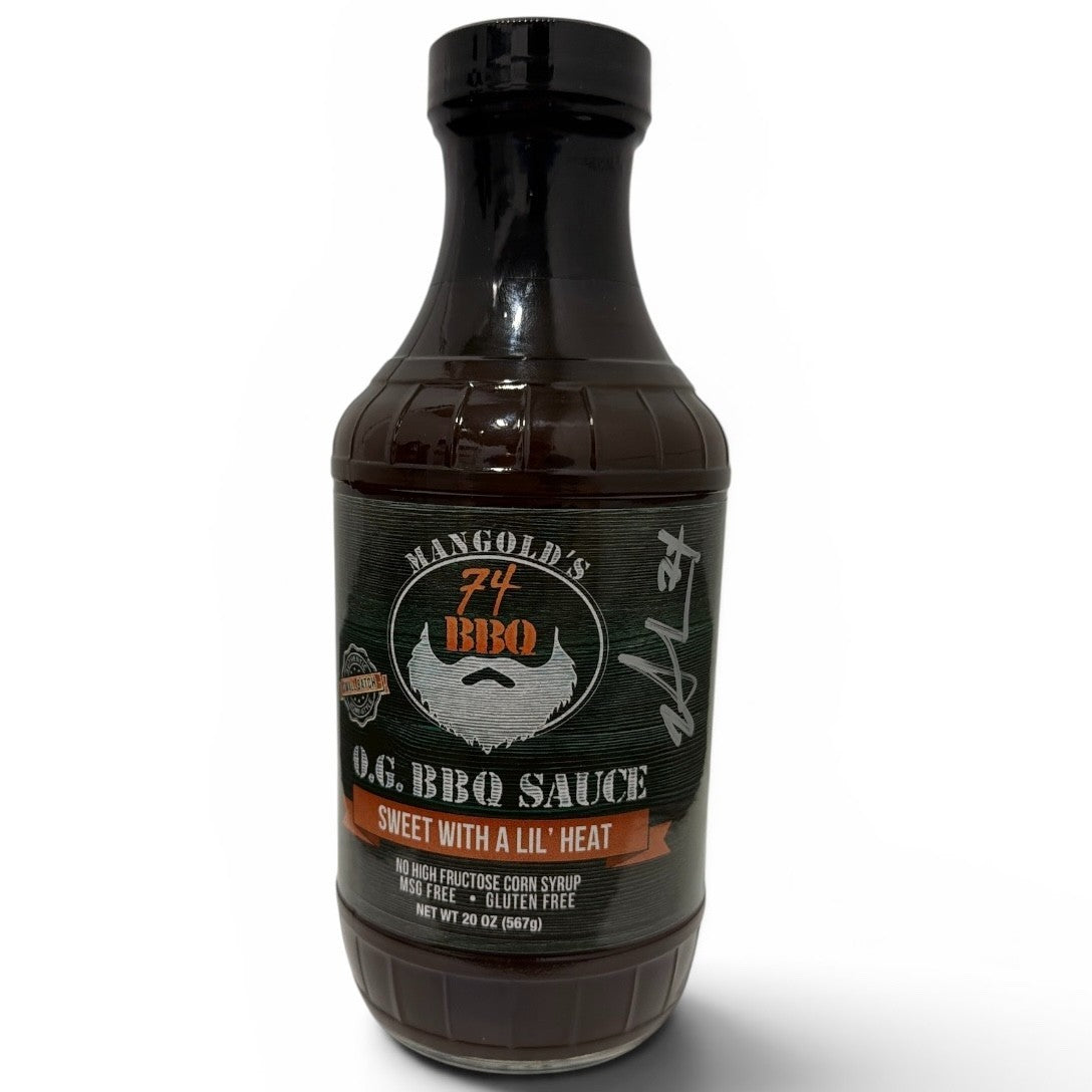 Nick Mangold Signed Autographed Mangold's 74 BBQ O.G. Sauce Jar JSA COA Jets0
