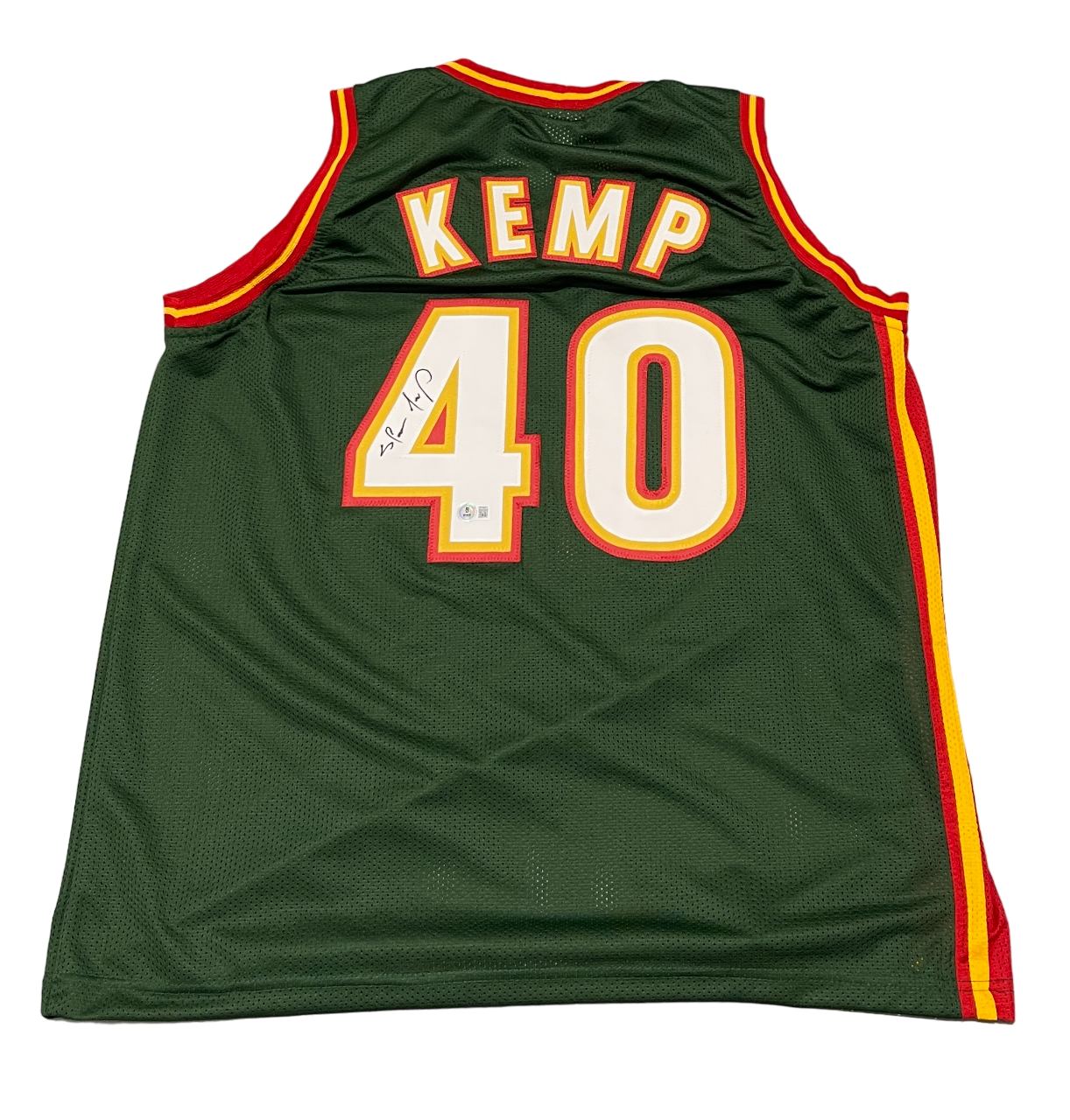 Shawn Kemp Signed Seattle Supersonics Custom Jersey Beckett Witness BAS COA0