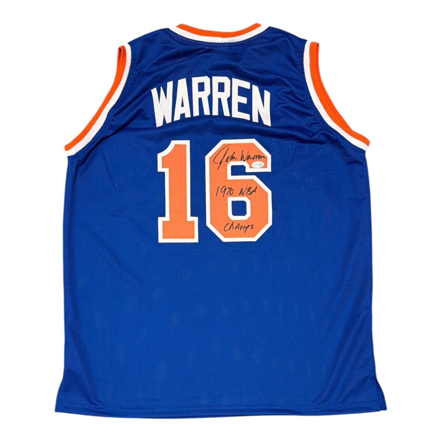 John Warren Signed New York Knicks Custom Jersey w/ 1970 NBA Champs JSA Wit COA0