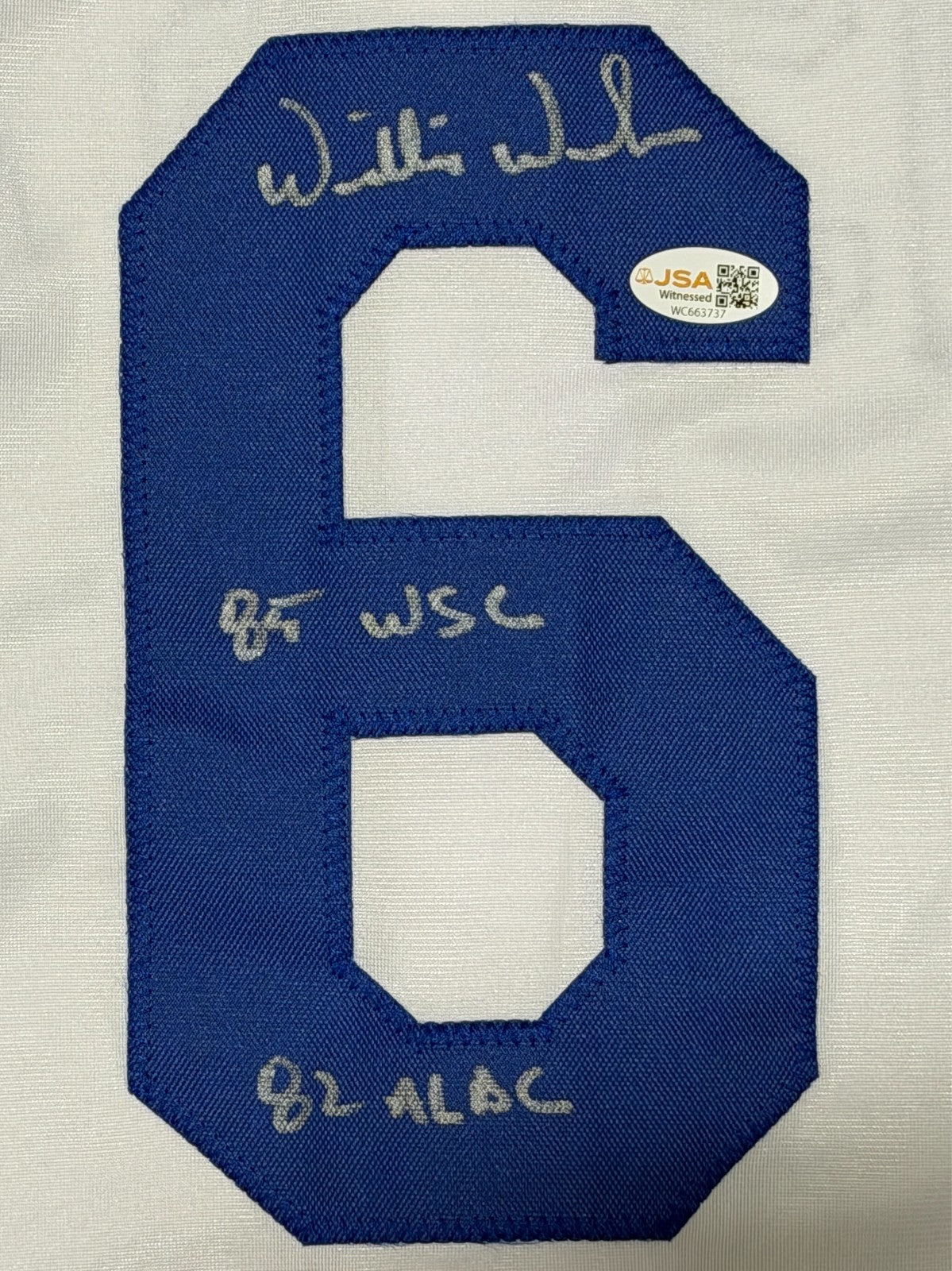 Willie Wilson Signed Kansas City Royals Custom Jersey w/ 2 Ins JSA Witness COA1