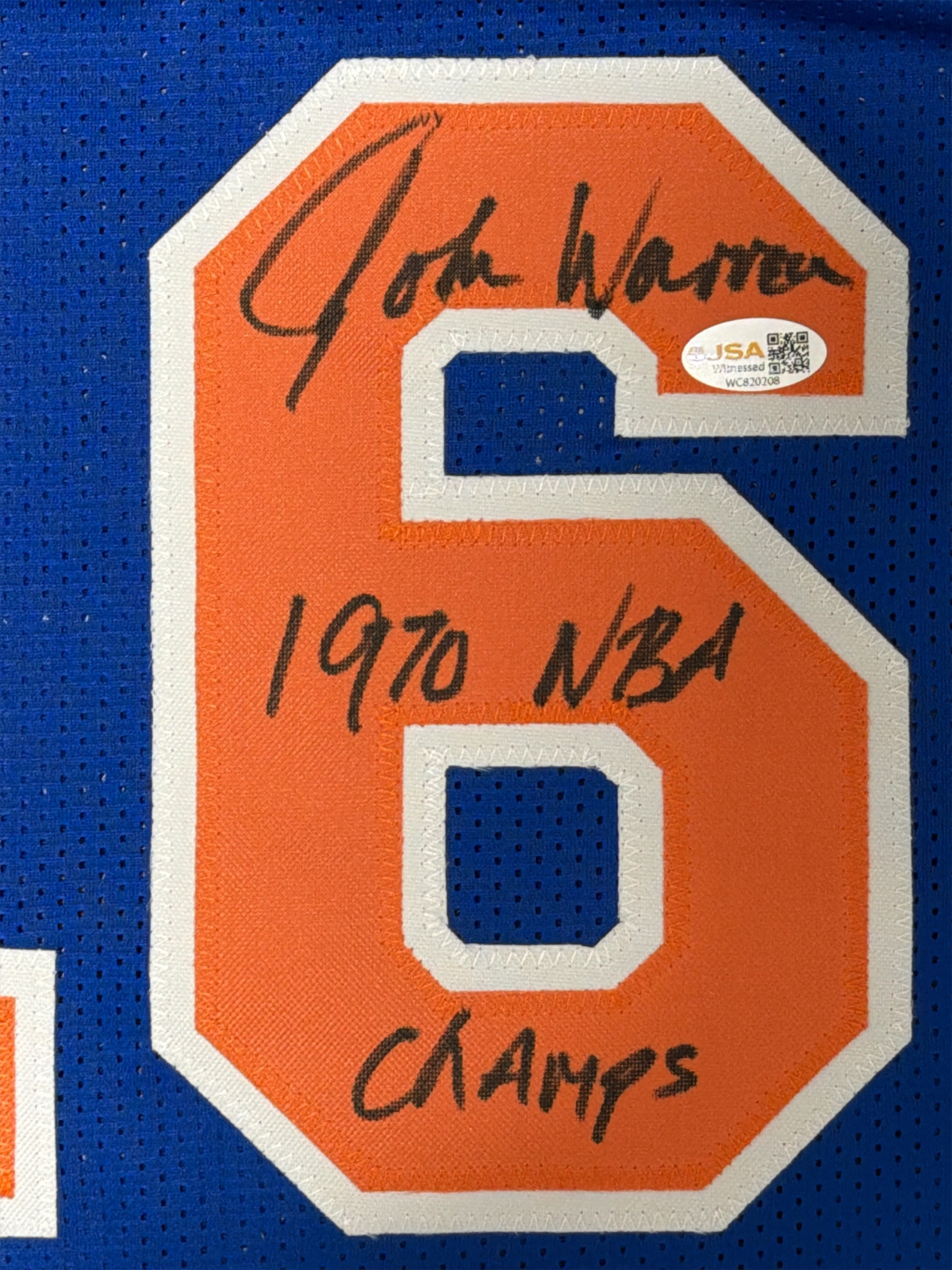 John Warren Signed New York Knicks Custom Jersey w/ 1970 NBA Champs JSA Wit COA2