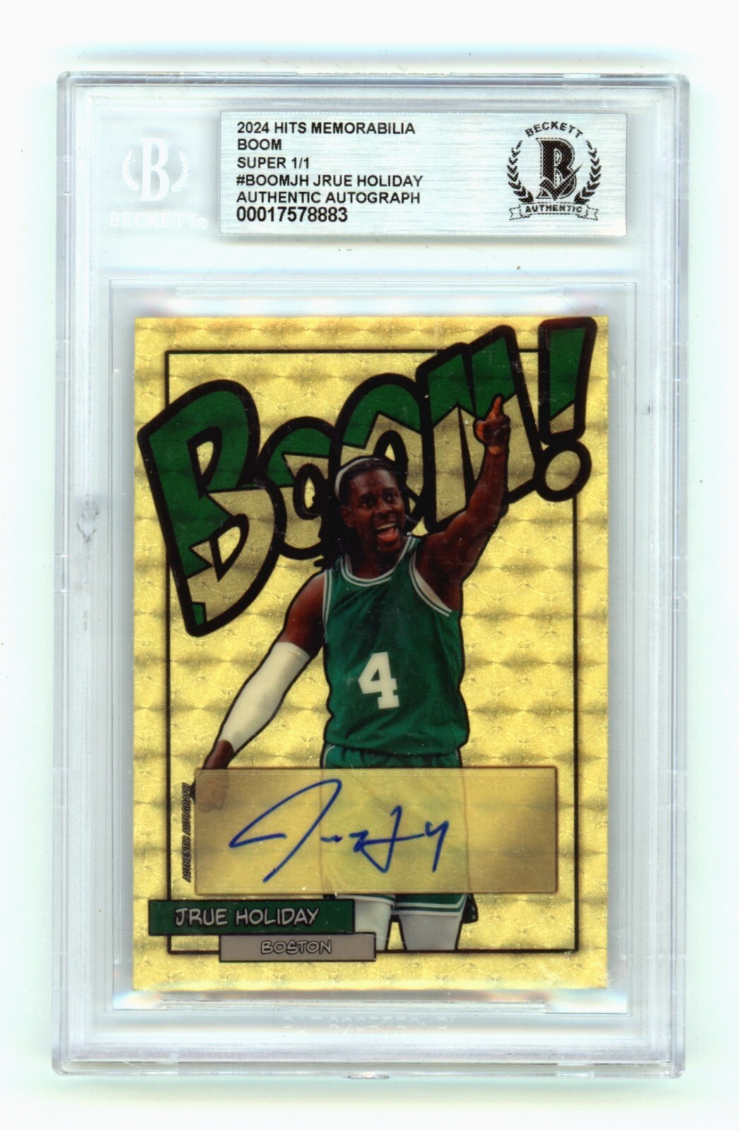 Jrue Holiday 2024 Hits Memorabilia BOOM Super 1/1 Signed BGS BAS Auto Boston0