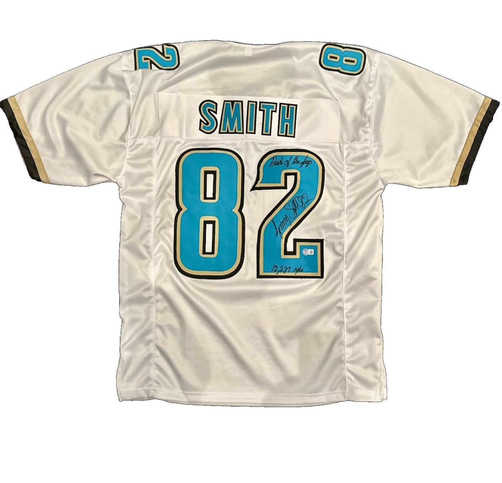 Jimmy Smith Signed Jaguars Custom Jersey w/ 2 Ins Beckett Witness BAS COA0