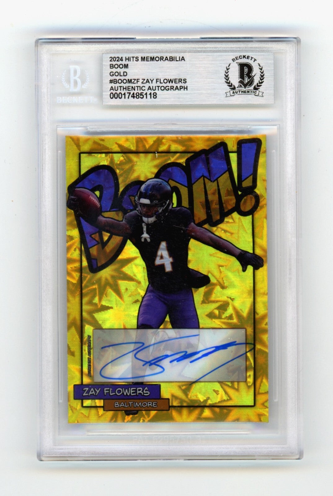 Zay Flowers 2024 Hits Memorabilia BOOM Gold JSY # 4/10 Signed BGS BAS Auto0