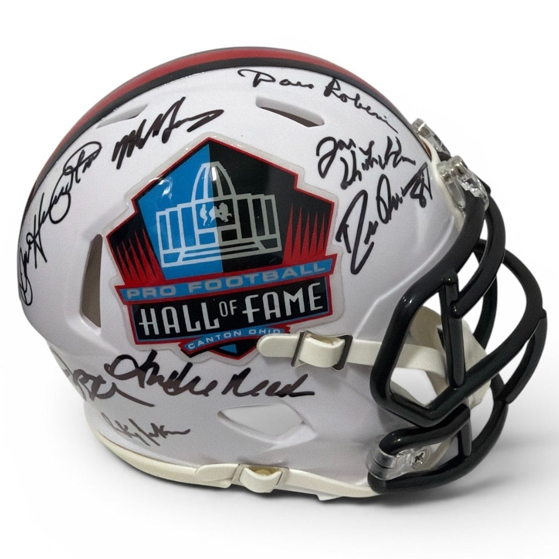 NFL Hall of Fame Multi Signed HOF Logo Mini Helmet w/ 15 Autos Beckett W BAS COA0