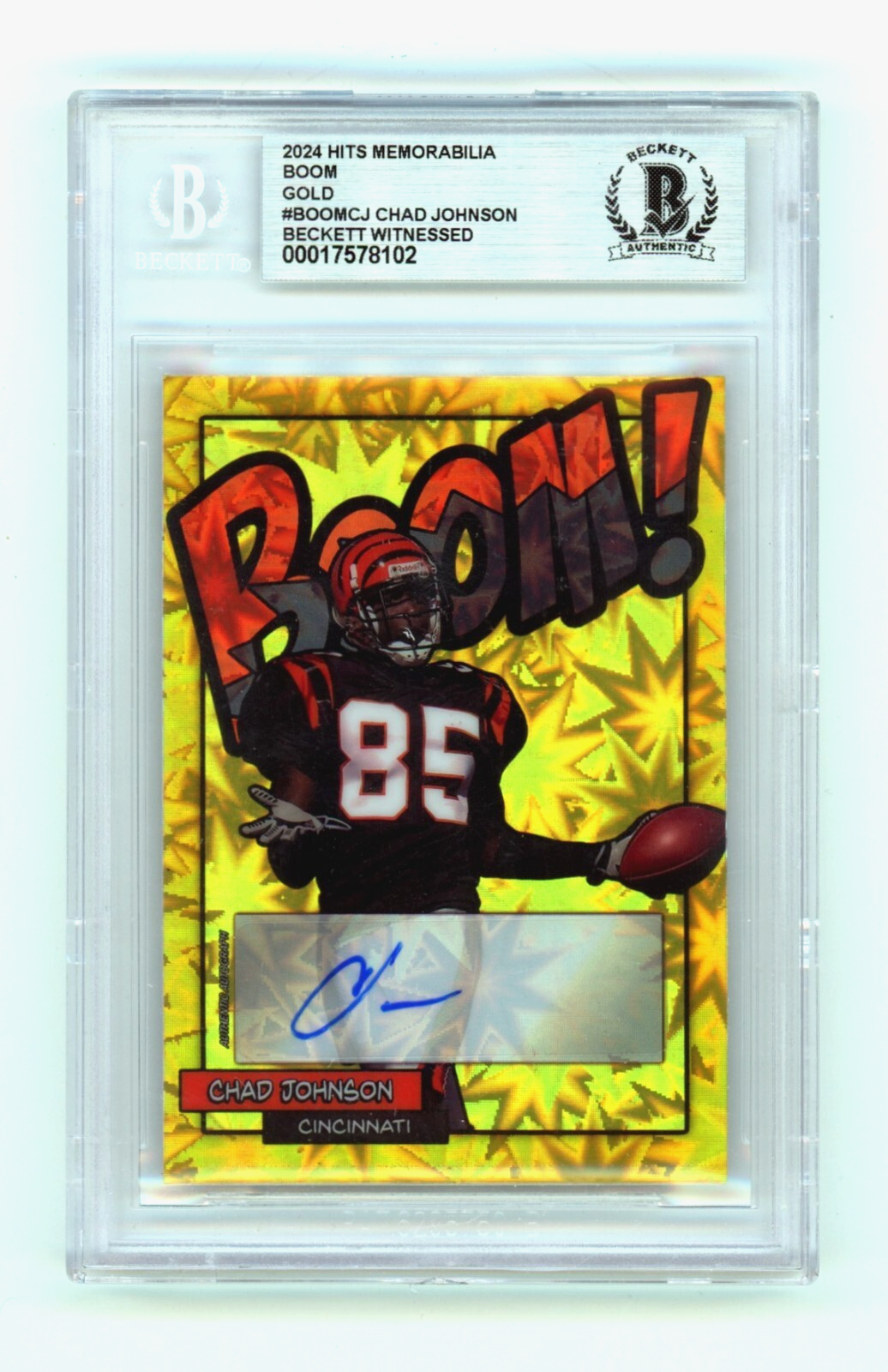 Chad Johnson 2024 Hits Memorabilia BOOM Gold /10 Signed BGS BAS Auto Cincinnati0