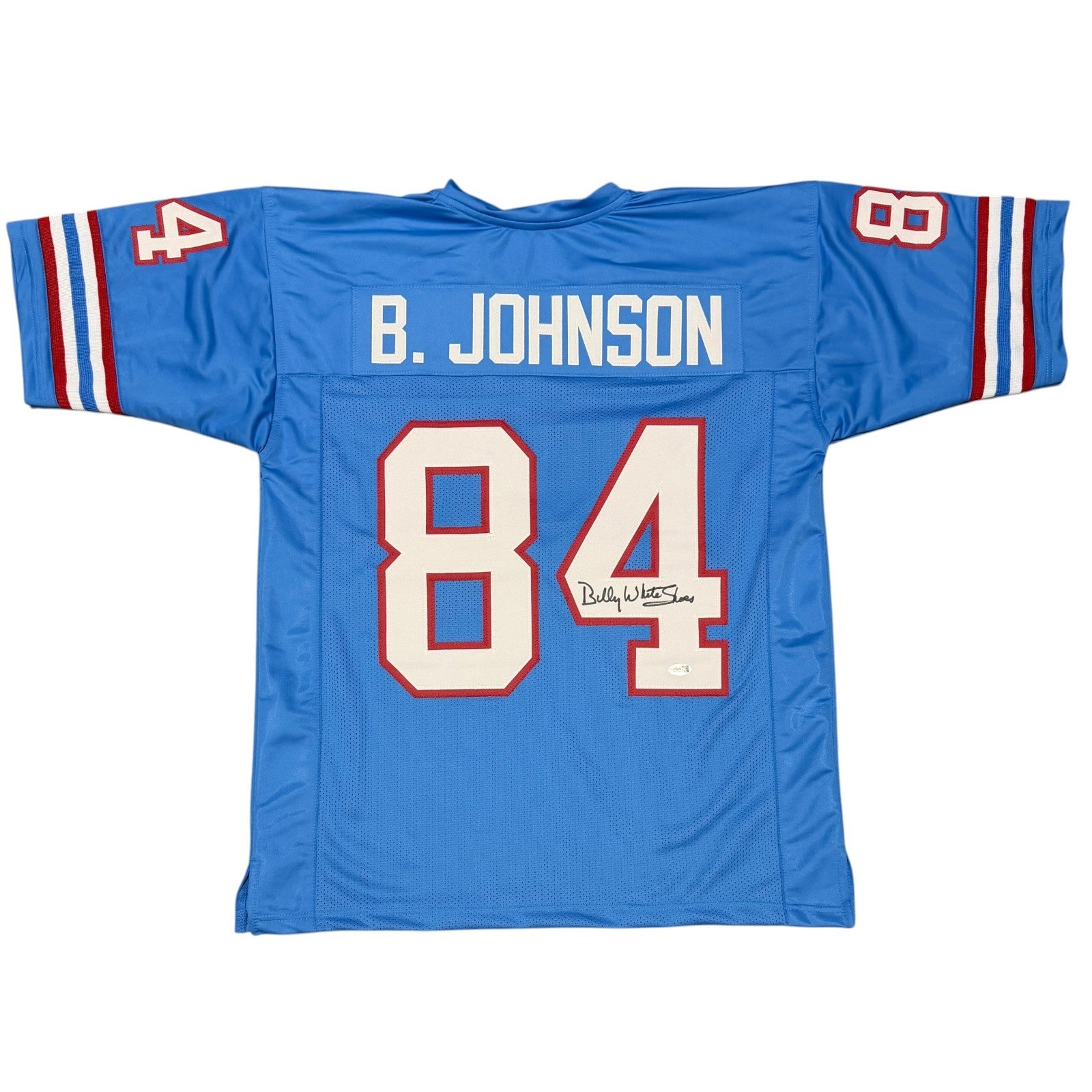 Billy White Shoes Johnson Signed Houston Oilers Custom Jersey JSA Witness COA0