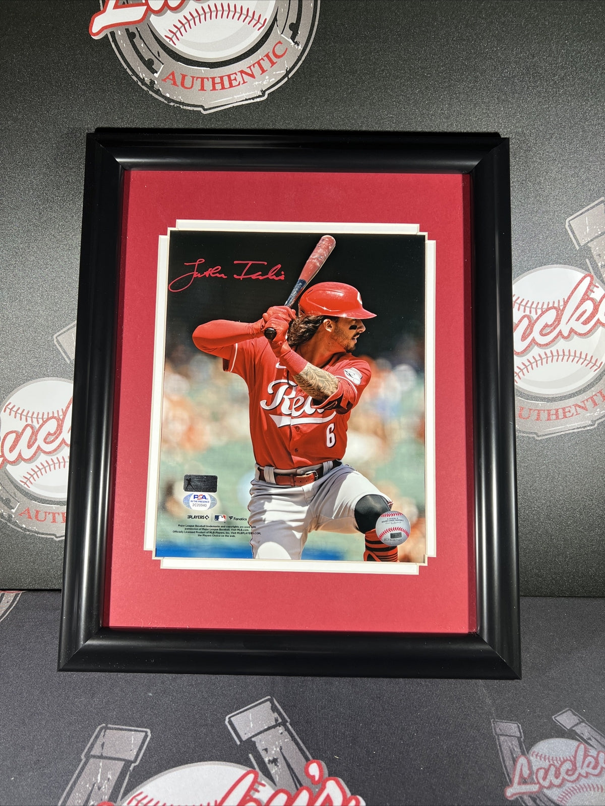 Jonathan India Signed Framed 8x10 Photo Hitting Cincinnati Reds PSA ITP COA0