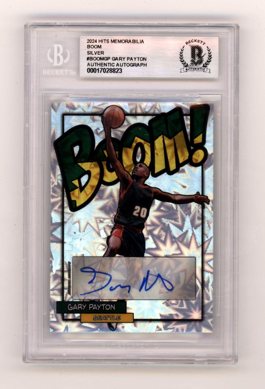 Gary Payton 2024 Hits Memorabilia BOOM Silver Signed BGS BAS Auto Sonics0