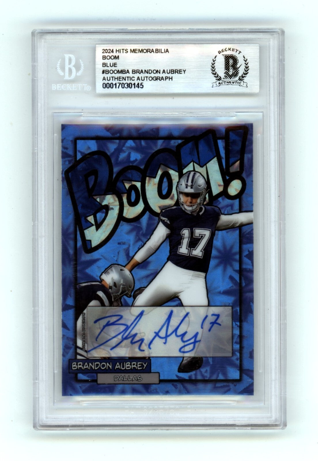 Brandon Aubrey 2024 Hits Memorabilia BOOM Blue #/5 Signed BGS BAS Auto Cowboys0