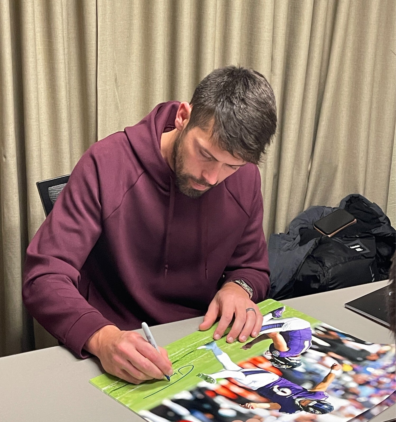 Justin Tucker Signed Auto 16x20 Photo Baltimore Ravens Beckett Witness BAS COA1