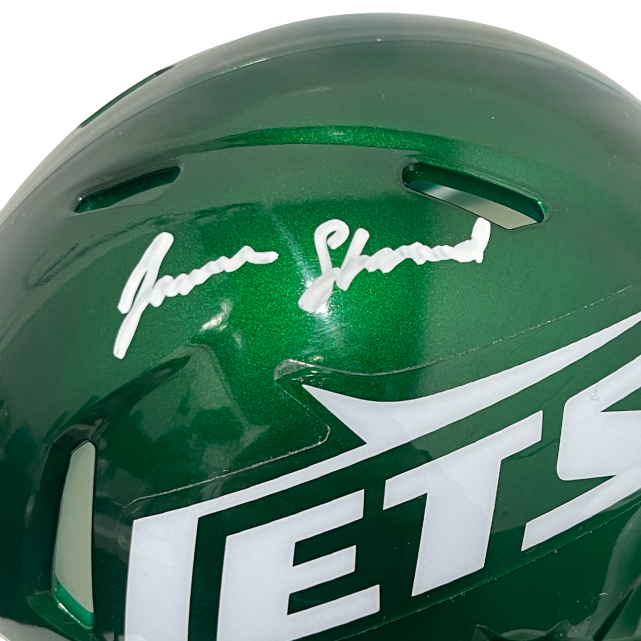 Jamien Sherwood Signed New York Jets Speed Mini Helmet Beckett Witness BAS COA1