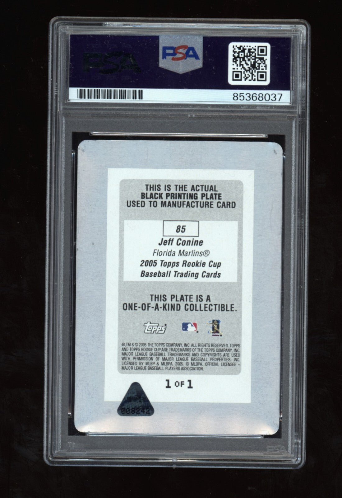 Jeff Conine 2005 Topps Rookie Cup Printing Plate #1/1 Signed PSA Authentic Auto1
