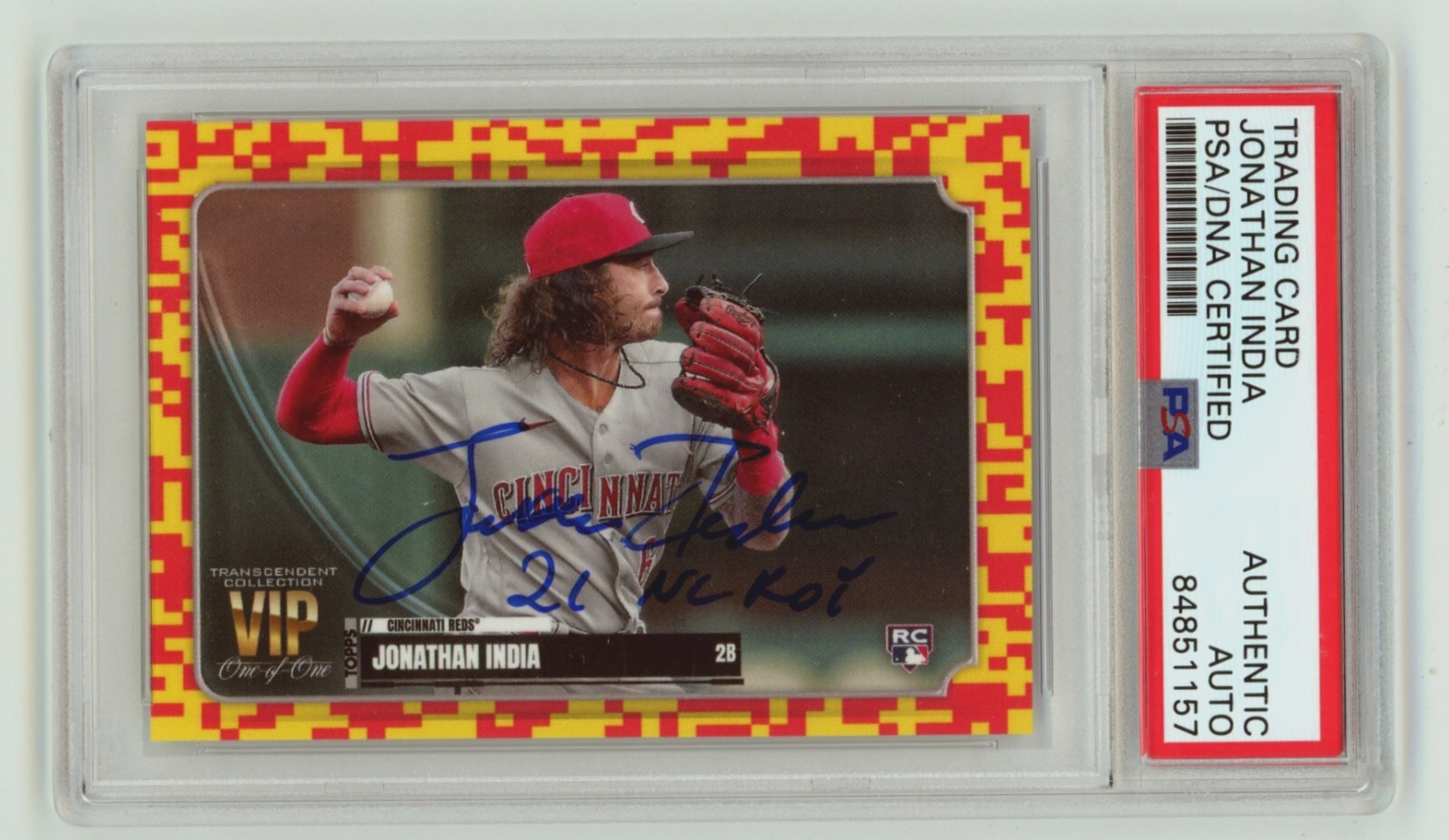 Jonathan India 2021 Topps Transcendent Collection VIP 1/1 RC Auto In PSA 10 Auto0